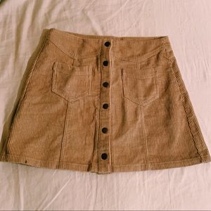 Tan corduroy button down mini skirt